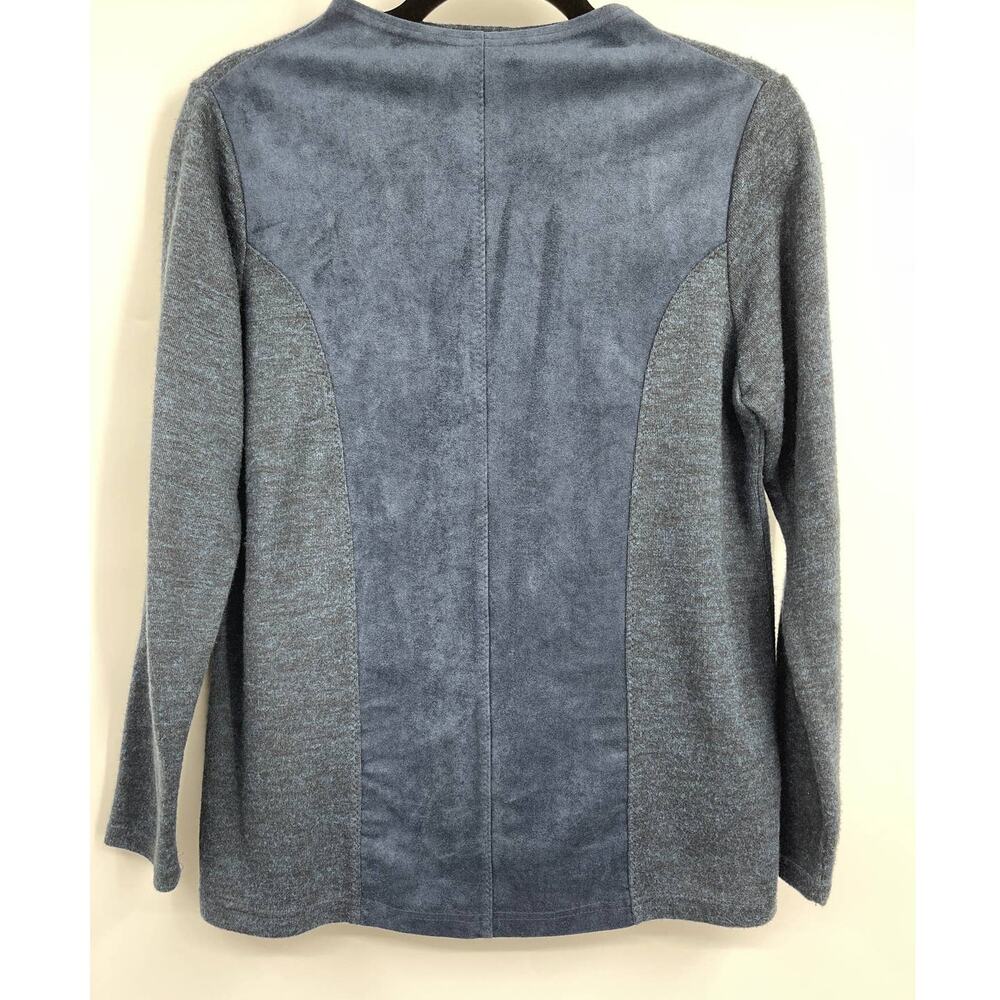 Aspenny Womens Blue Soft Pleather Long Sleeve Shirt Pullover Size Medium